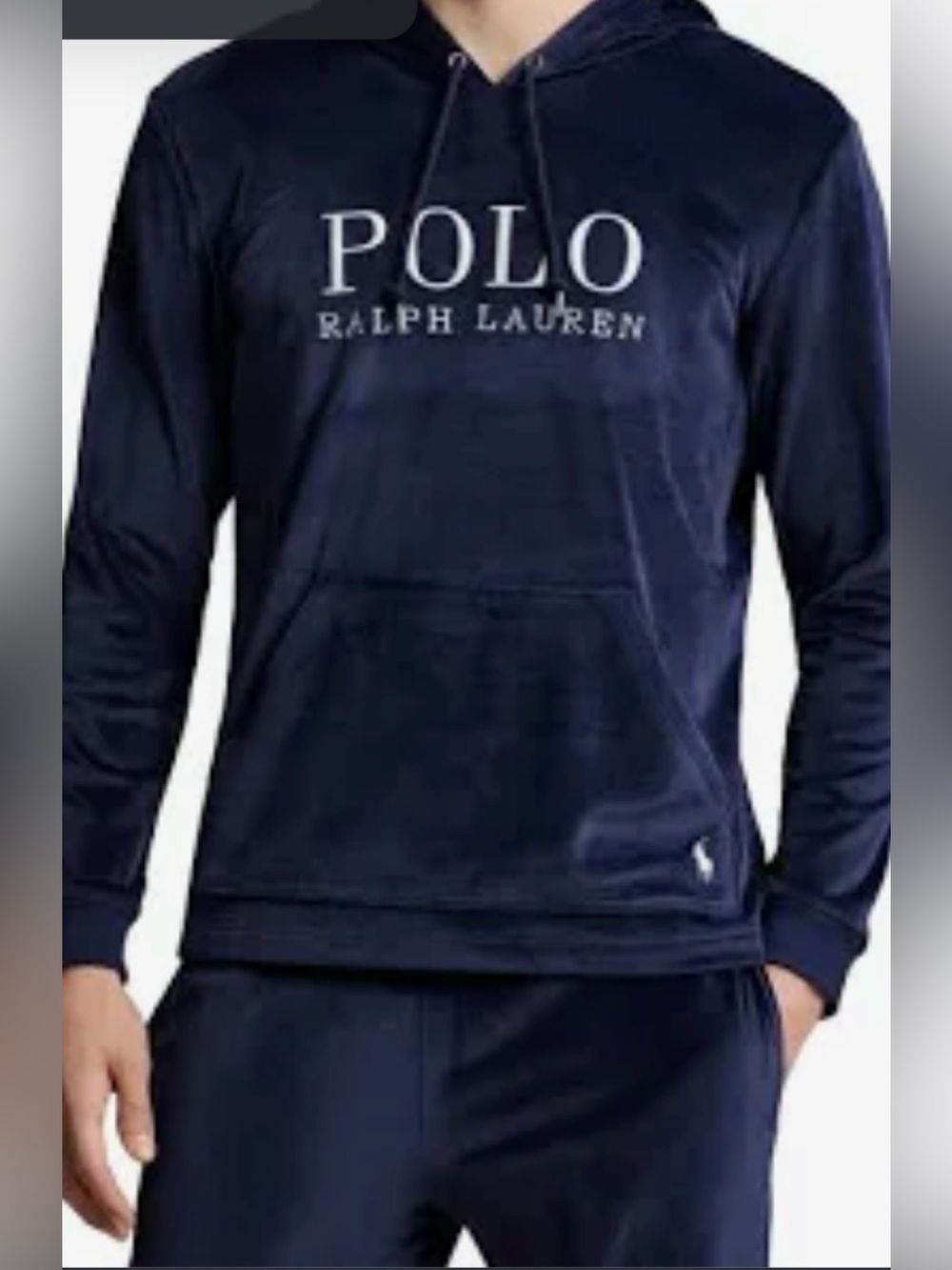 Polo by Ralph Lauren Navy Logo Velour Hoodie and coordinating velour size M-NEW